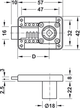 Deadbolt Rim Lock, Backset 15 - 40 mm, Symo 3000