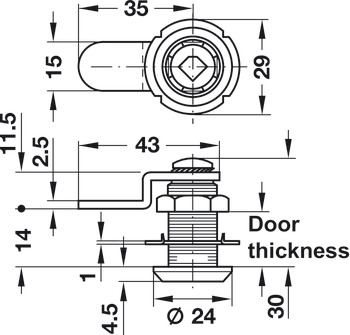 Cam Lock, Symo, Nut Attachment, Cranked Cam