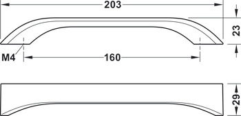 Handle, D handle, aluminium