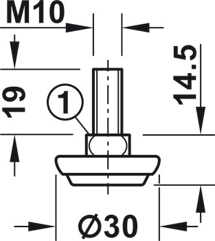 Base Leveler, M10 x 20 mm